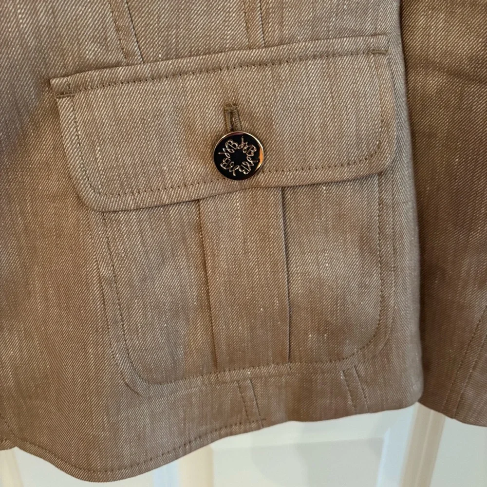 NEW WHBM Linen Signature Blazer Tan Twill 2-Button Blazer - Size 6 - Picture 4 of 4